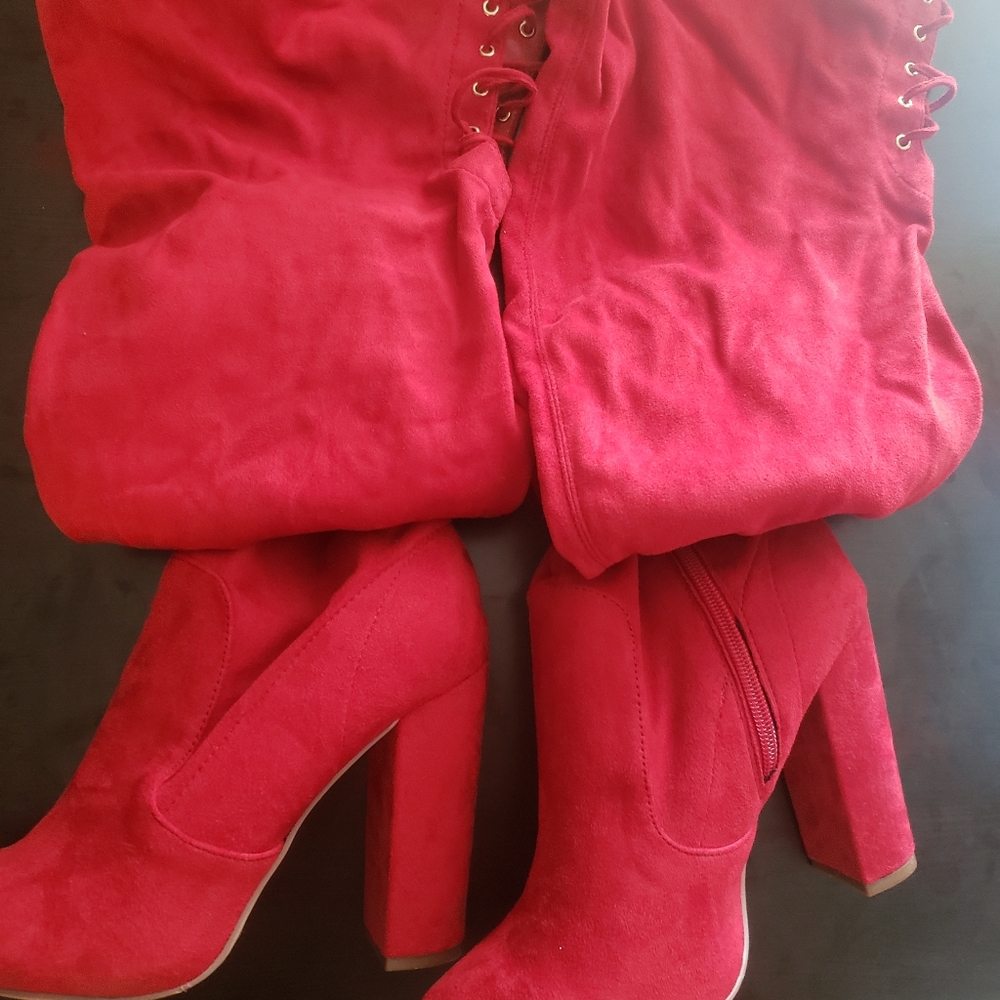 Red Thigh High Boots